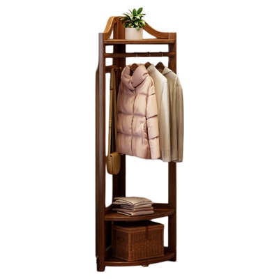 【100%进口实木】实木转角衣帽架