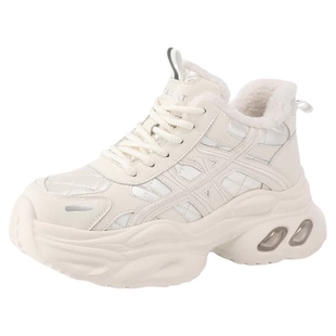 星期六加绒保暖棉鞋女款2025新款冬季加厚老爹鞋厚底增高运动女鞋