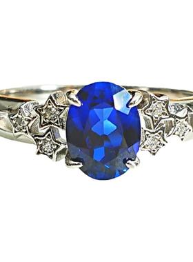 轻奢彩宝鸽子蛋皇家蓝925银戒指