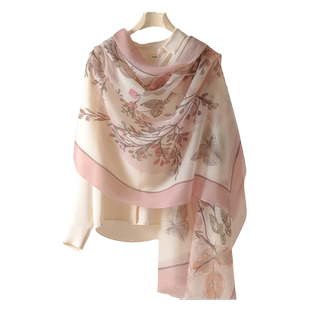 粉色山羊绒围巾女士2026新款春季丝巾薄款轻奢高级感妈妈披肩春秋