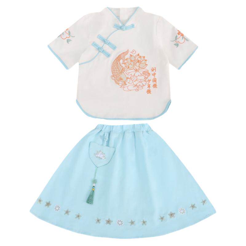 汉服男童夏装中国风儿童演出服幼儿园班服小学生表演女童唐装套装
