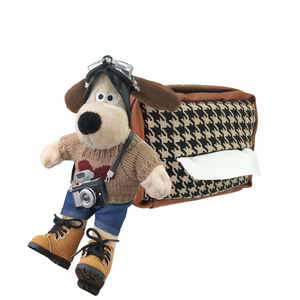 可爱狗车载纸巾盒车用抽纸盒高级感挂式公仔玩偶卡通汽车内装饰品