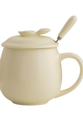 釉下彩陶瓷杯带盖勺子定制LOGO