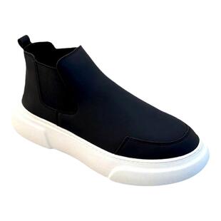 一脚蹬男鞋秋冬新款潮男鞋休闲百搭软底高帮皮面板鞋厚底加绒靴男