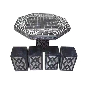 石头桌子石凳子椅子石雕圆桌青石花岗岩棋盘户外石桌花园庭院家用