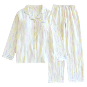 带胸垫睡衣纯棉纱春秋长袖家居服