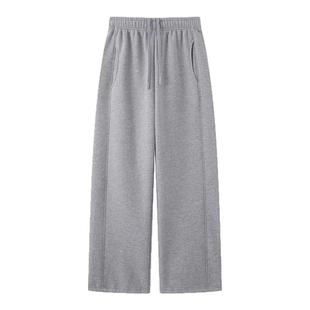 画风drawwind2025冬季新款纯色加绒卫裤女宽松直筒松紧腰休闲长裤