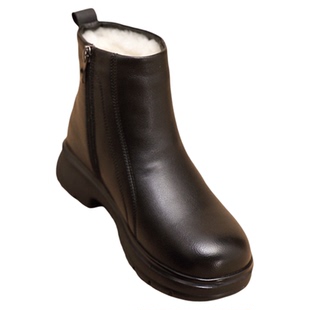 真皮羊毛短靴保暖妈妈鞋棉鞋软底防滑中老年人雪地靴2024冬季新款