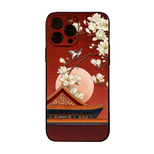 古造x故宫风紫禁城春色适用18Pro新款iPhone17苹果16Pro古风iPhone15pro苹果浮雕花朵iPhone14手机保护壳