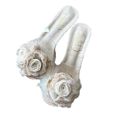 粗跟高跟手作玫瑰花春夏仙女风