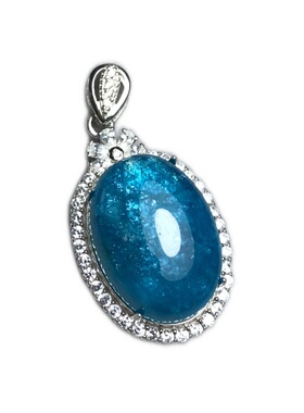 #s925银天新品天然棉裂体蓝磷灰镶嵌成品戒指/吊坠/耳钉耳钩/手链