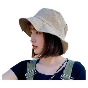 新款渔夫帽男女春夏天韩版百搭日系遮阳帽黑色防晒太阳帽子学生潮