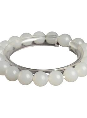 和田白玉圆珠手串单圈手链男女款