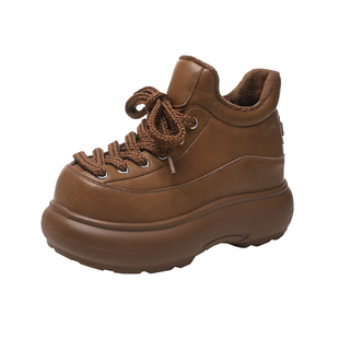 小个子雪地靴女加绒加厚2025冬款防寒保暖棉鞋8cm厚底内增高女鞋