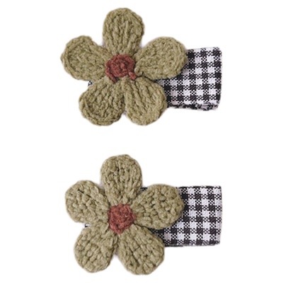 韩版儿童发饰全包布针织花朵发夹