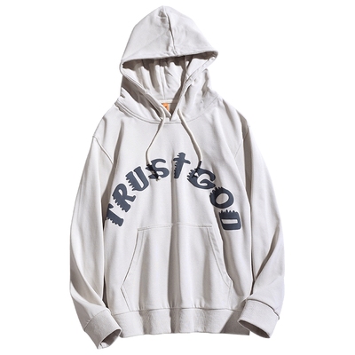 美式国潮牌复古发泡印花连帽卫衣