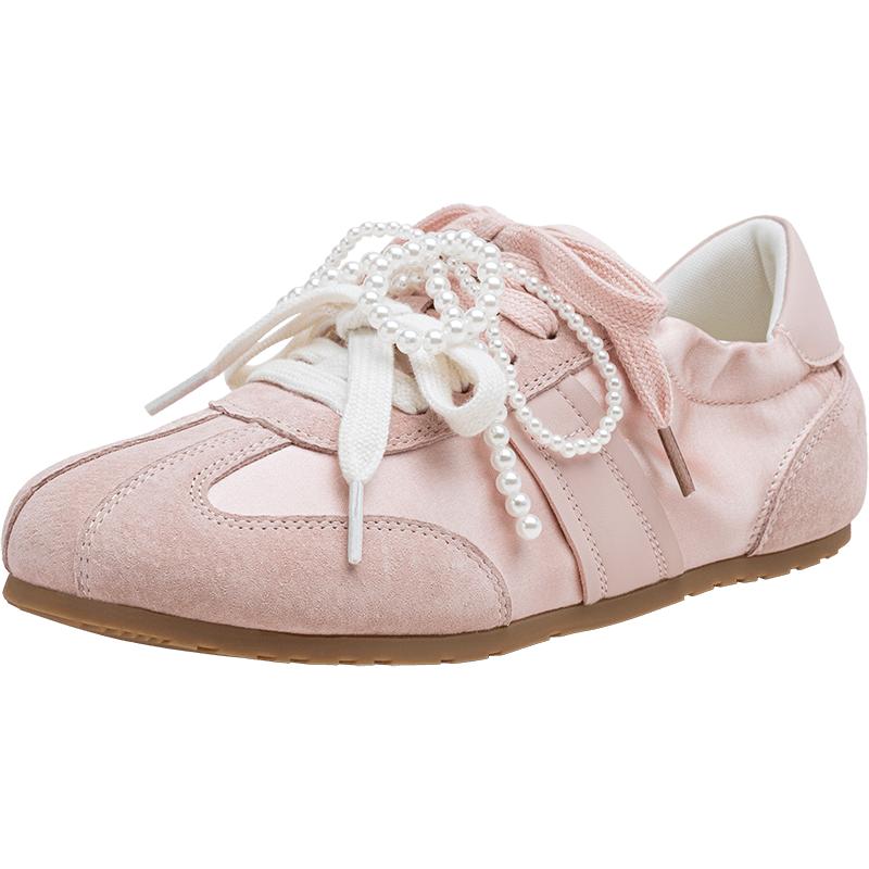 百思图2025秋季新款德训鞋时尚复古运动平跟女休闲鞋A1934CM5