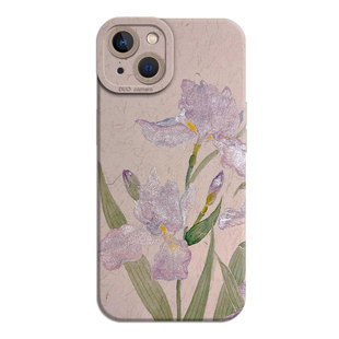 适用opporeno15手机壳13/12鸢尾花11国风findx9套x8pro新中式x7妈妈x6花朵10新款9女款8/7高级感6硅胶5套4/x5