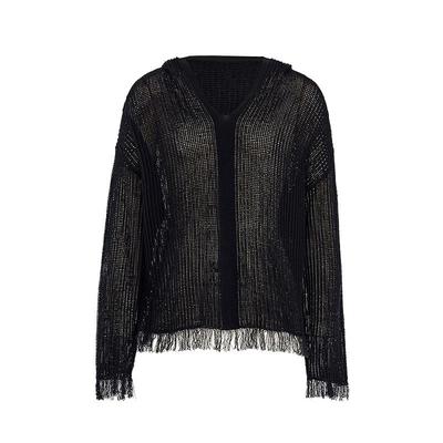 【消夏胶囊】AUM噢姆2025年秋季新款棉感镂空肌理连帽针织上衣女