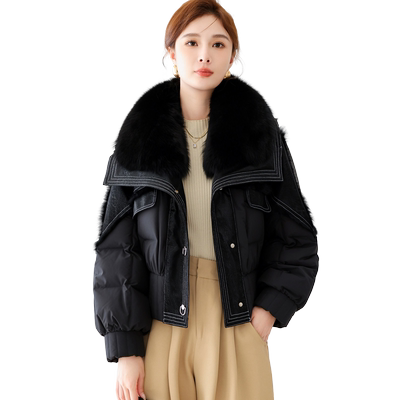显瘦时尚狐狸毛领鹅绒羽绒外套
