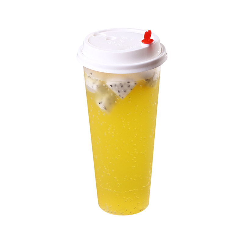 90口径奶茶杯子一次性带盖网红水果热饮料杯商用创意注塑定制logo