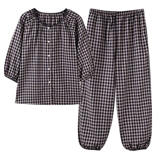 浪莎2026年新款带胸垫睡衣女夏季仿棉九分裤可外穿韩范家居服套装