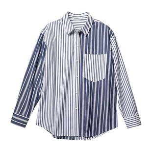 TANG TOWN自制 破格单调 高密不易皱长绒棉随性INS风色织条纹衬衫