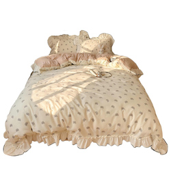 法式花边床上用品四件套纯棉全棉A类被套床单被罩床笠宿舍三件套4