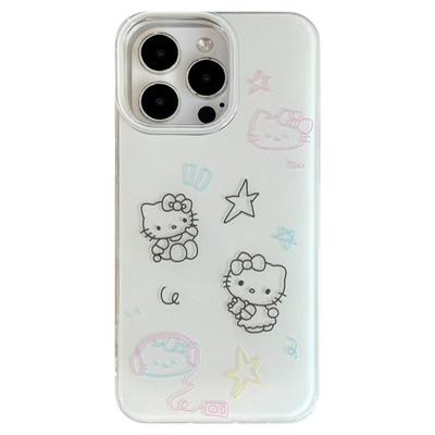可爱少女线条星星猫咪苹果手机壳