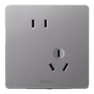 公牛插座旗舰墙壁开关插座官方面板暗装斜五孔插座86型五孔G12灰