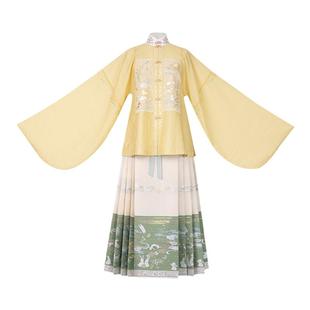 重回汉唐溶溶月竖领对襟袄马面裙套装正品原创明制汉服女款秋冬款