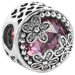 Pandora潘多拉925银粉色雏田花菊花瓣造型diy手链串珠792055PCZ