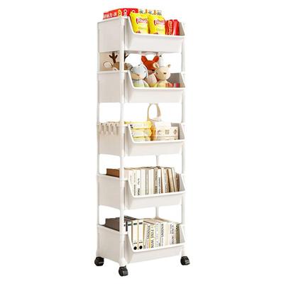 小推车置物架家用零食落地多层客厅收纳书架移动厨房果蔬菜篮架子
