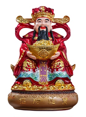 红衣财神树脂玻璃钢招财供奉摆件