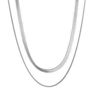 钛钢不掉色!双层叠戴蛇骨细项链女小众设计高级素链锁甜酷毛衣链