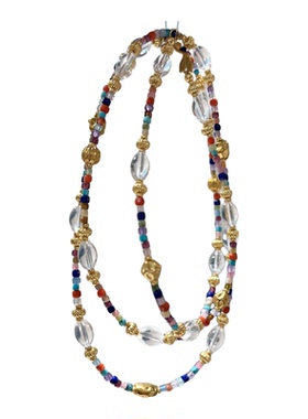 天然白水晶多宝方糖长款项链