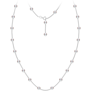 悦宫珠宝 流星 S925银满天星珍珠项链3-4mm淡水小米珠锁骨颈链女