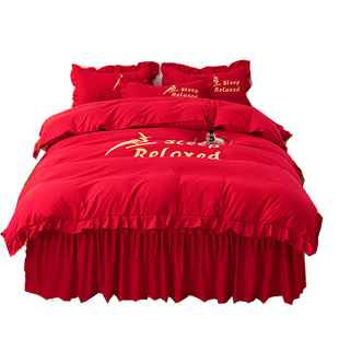 韩式床上用品纯棉床裙四件套春秋季花边床罩款床单被套被罩4件套