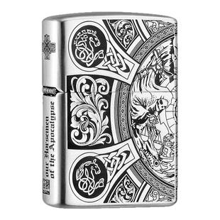 ZIPPO打火机925银精雕天启四骑士官方旗舰正品防风火机 送男友礼