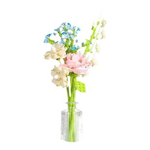 JAKI佳奇积木花束拼装玩具永生花向日葵玫瑰摆件实用满天星礼物