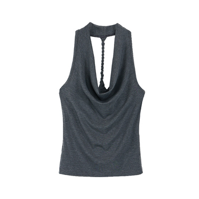 pusumede 热辣背影杀|性感露背荡领挂脖吊带背心女气质无袖上衣