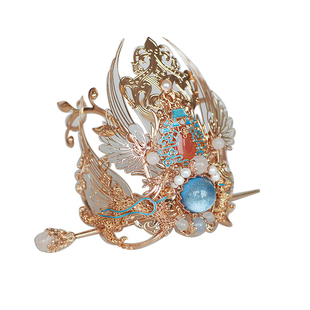 清月鹿鸣原创[临江仙]古风男女通用束发冠魏晋风仙侠头冠额饰全套