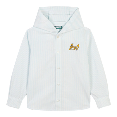 KENZO KIDS童装儿童春夏纯棉休闲牛津连帽纽扣衬衫K60829