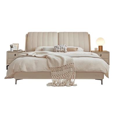 真皮床奶油风全友家居