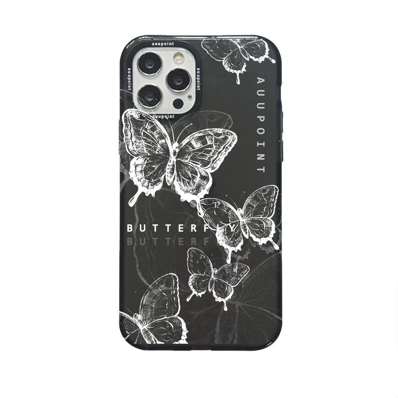 AUUPOINT适用于苹果Iphone17promax手机壳14pro蝴蝶15欧美小众黑透酷16Pro全包透黑色Ins潮酷手绘蝴蝶