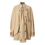 商场同款 摩萨克2025春新款户外穿搭翻领抽褶领口经典短款风衣女