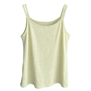 浅黄色棉麻吊带小背心女内搭2025夏新款宽松大码遮肚外穿打底上衣