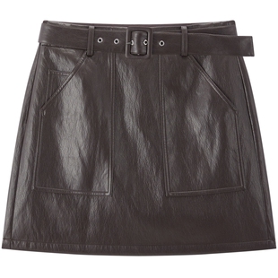 【商场同款】太平鸟PU皮半身裙女可拆卸腰带2026年新款A1GEG1142