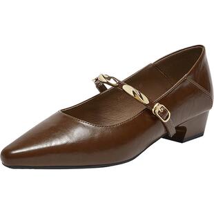 百思图2026春季新款法式尖头玛丽珍鞋通勤小皮鞋女单鞋F1510AQ6