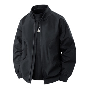 KY真维斯美式黑色夹克男春秋季新款男士休闲工装外套飞行棒球服